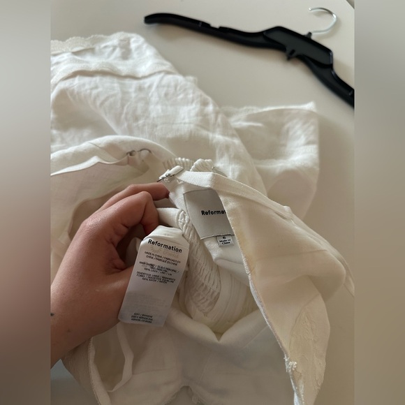 Reformation Arya Linen Mini Dress Bustier Lace White 6 Coquette Cottagecore - Picture 10 of 10